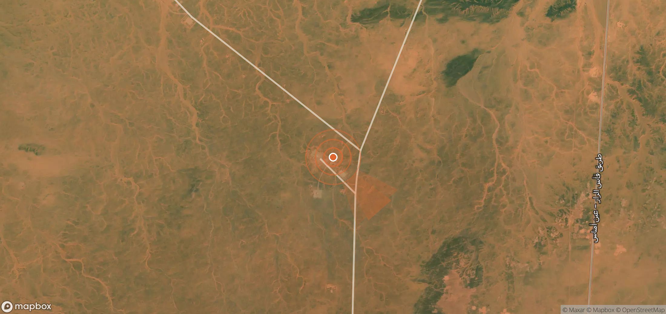 Satellite map of methane plume locations in Algeria