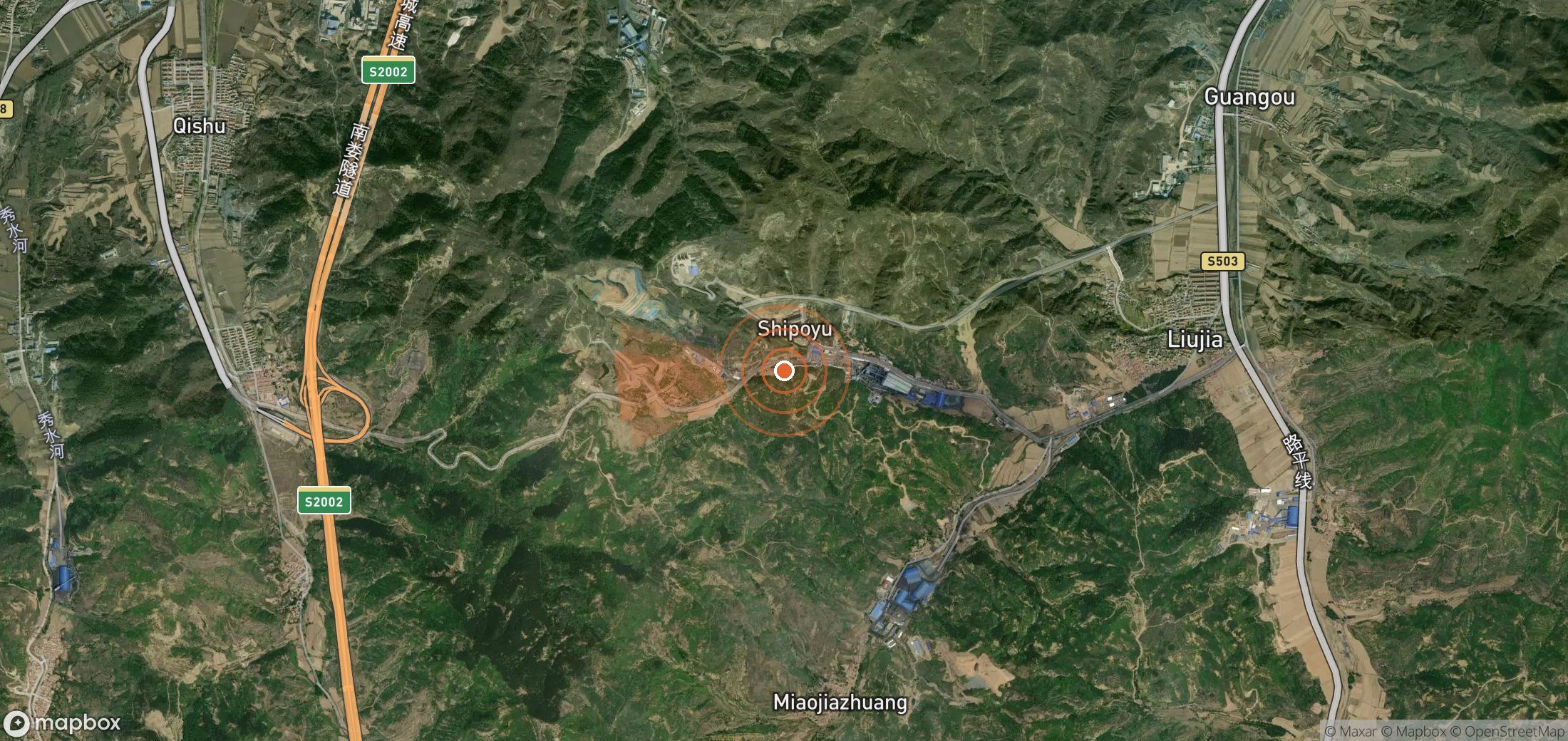 Satellite map of methane plume locations in China