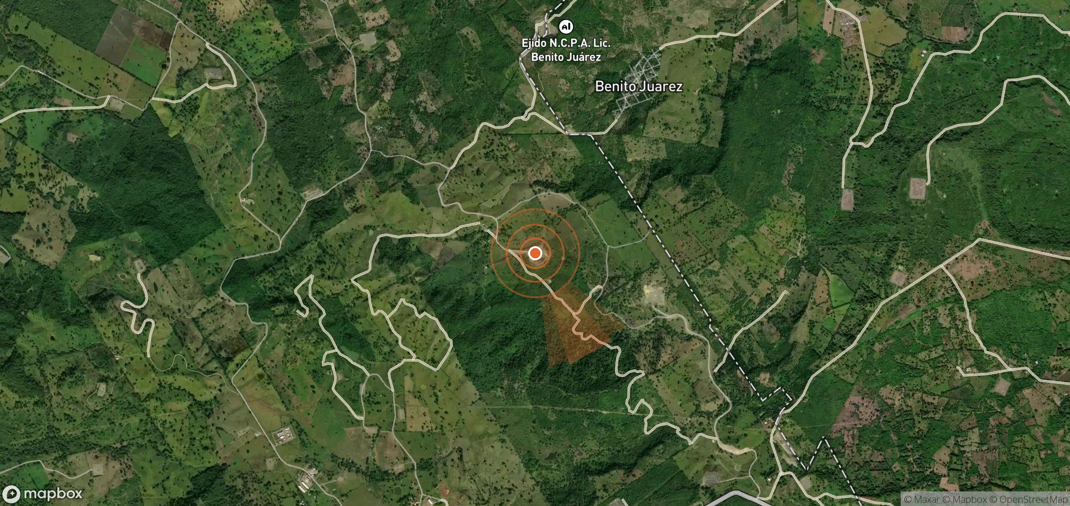 Satellite map of methane plume locations in Mexico