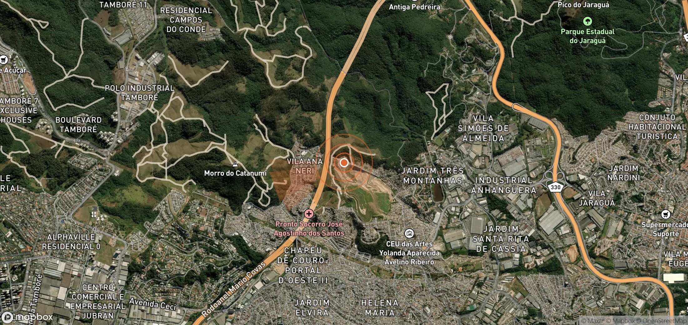 Mapa satelital de plumas de metano en Brasil