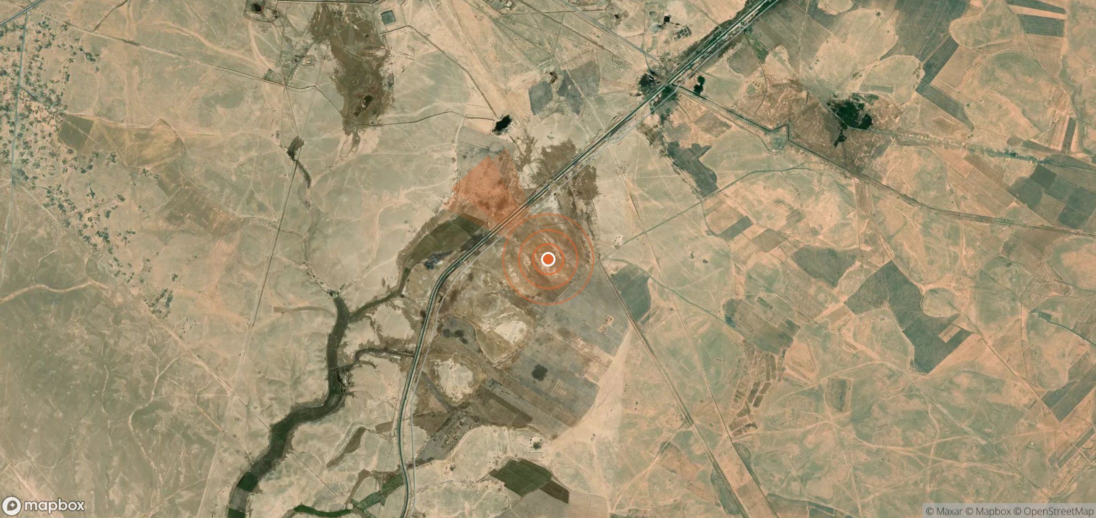 Satellite map of methane plume locations in Syria