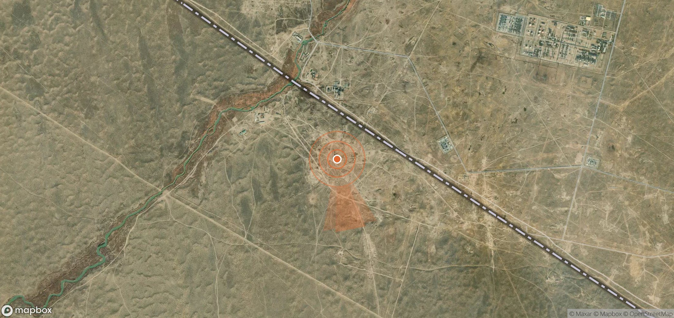 Satellite map of methane plume locations in Turkmenistan
