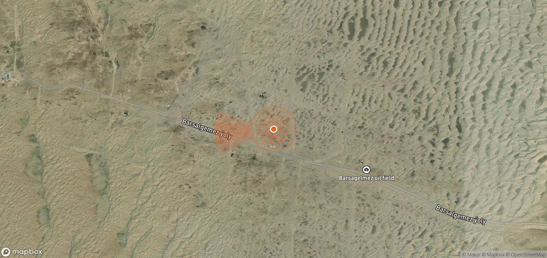 Mapa satelital de plumas de metano en Turkmenistán