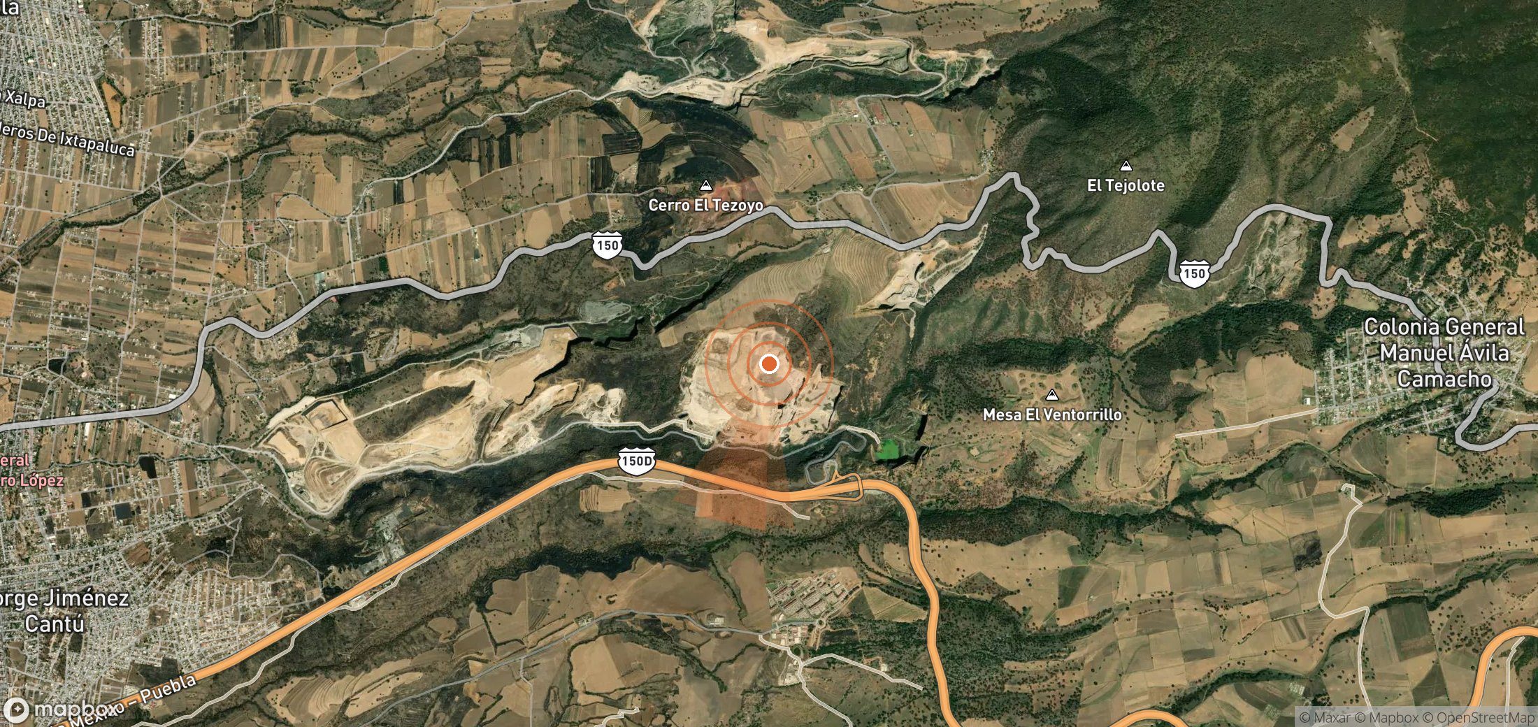 Satellite map of methane plume locations in Mexico