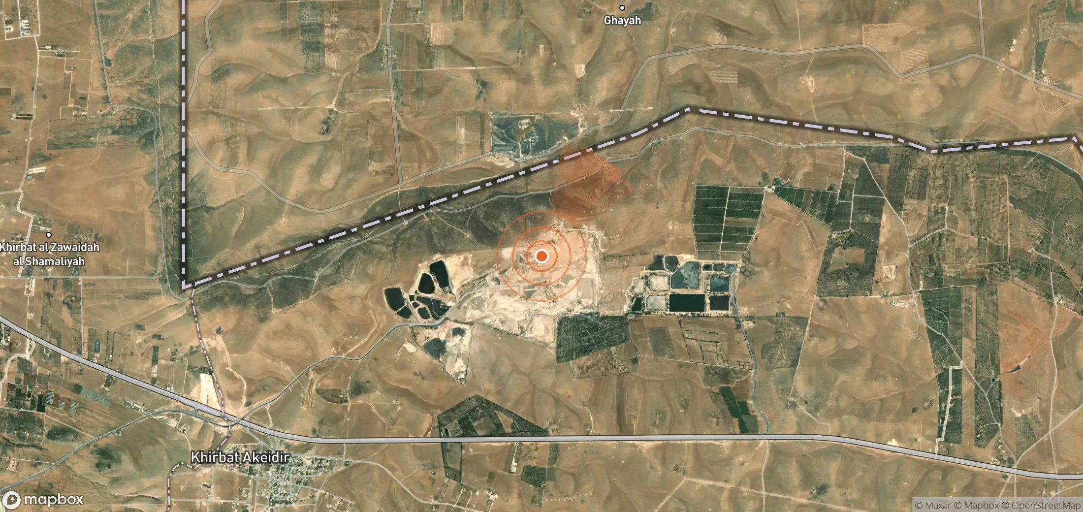 Mapa satelital de plumas de metano en Jordania