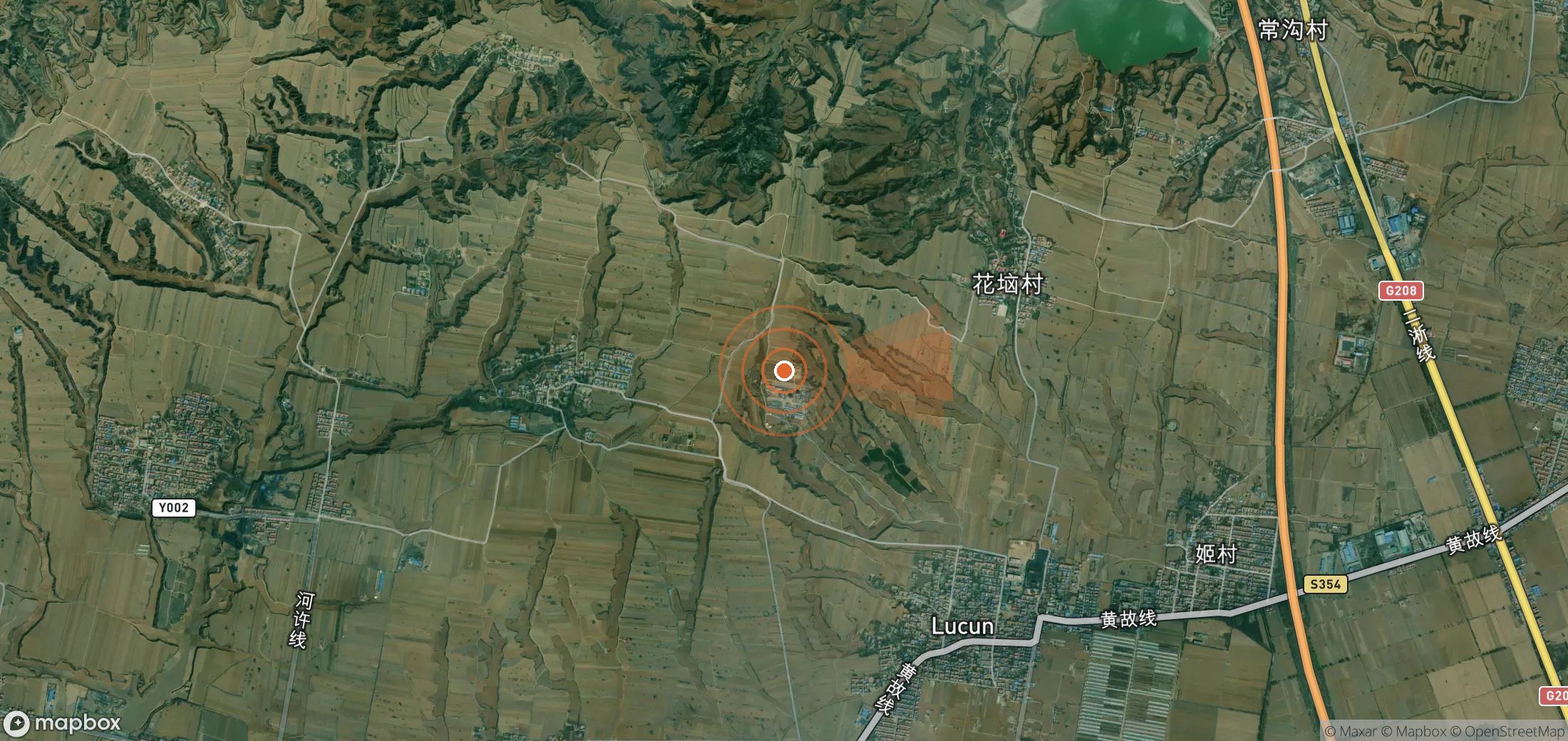 Mapa satelital de plumas de metano en China