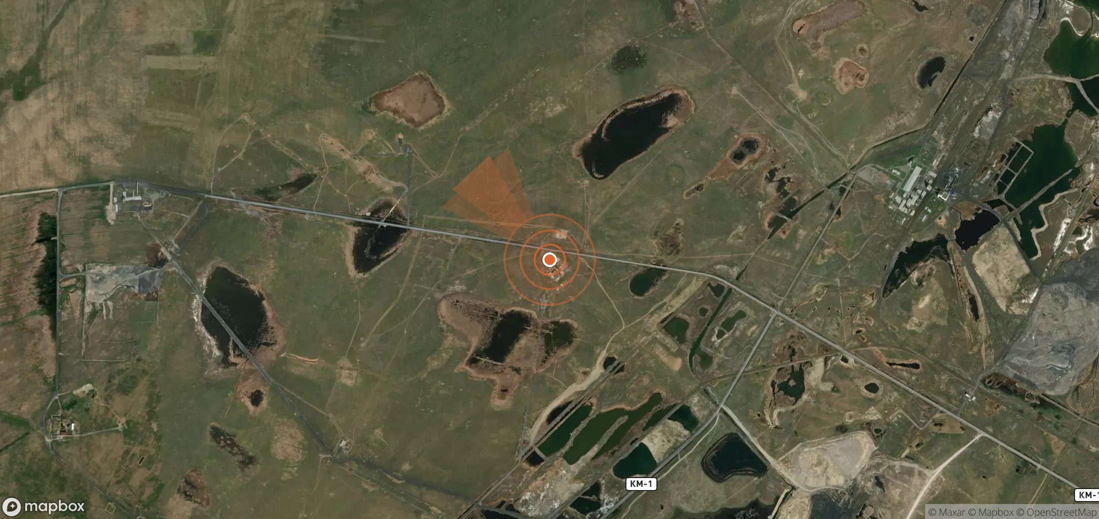 Satellite map of methane plume locations in Kazakhstan