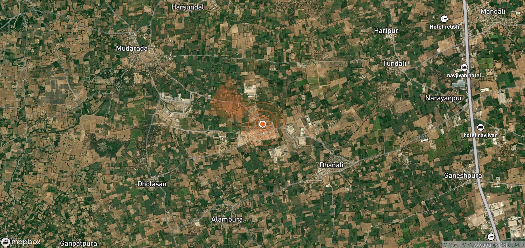 Satellite map of methane plume locations in India