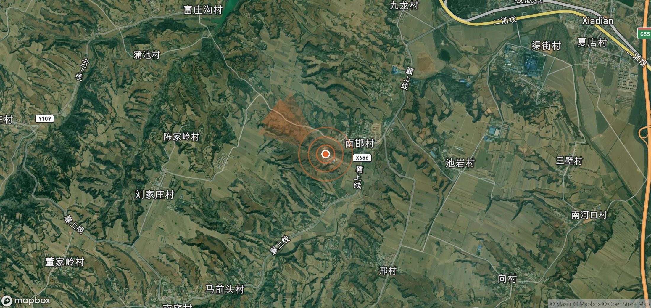 Satellite map of methane plume locations in China