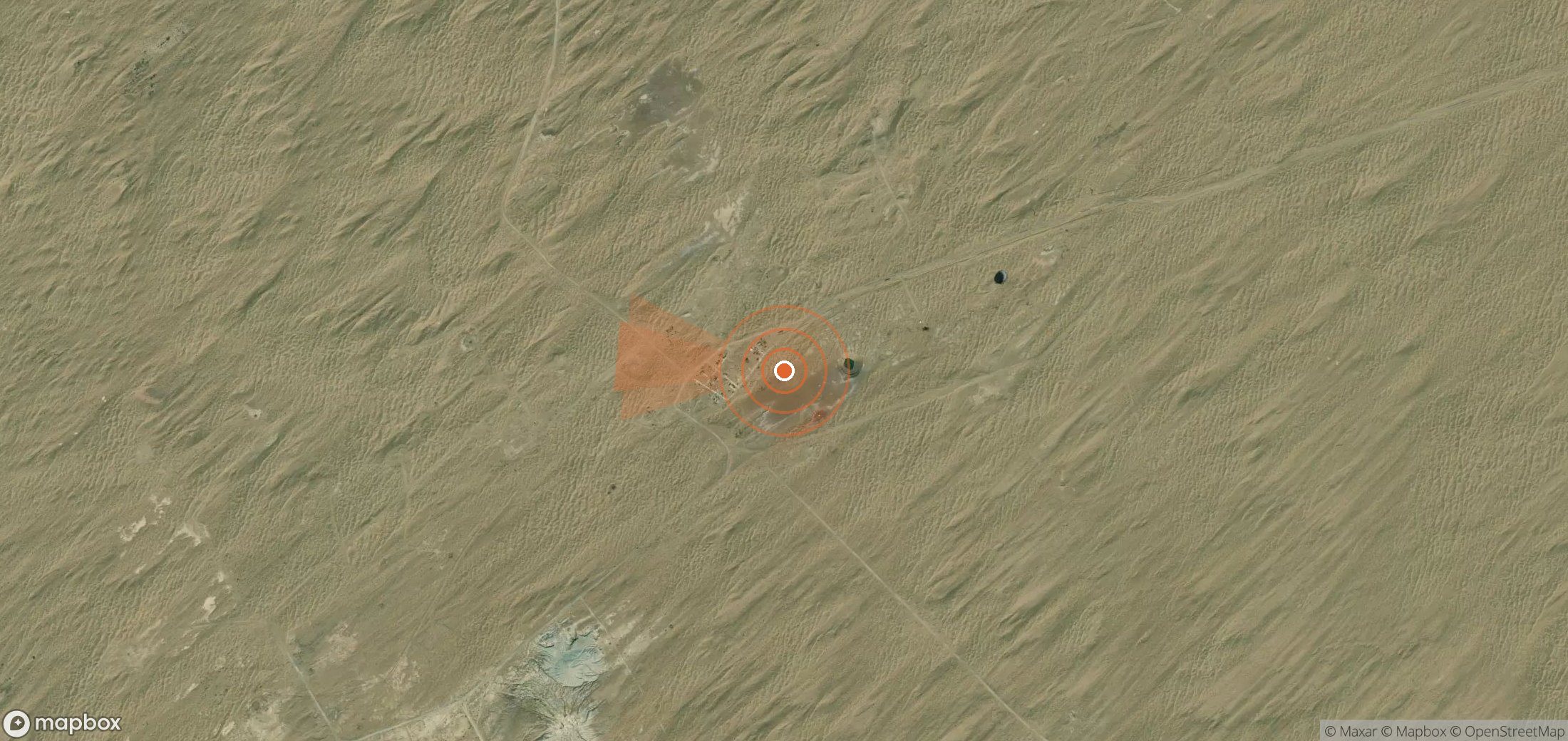 Satellite map of methane plume locations in Turkmenistan