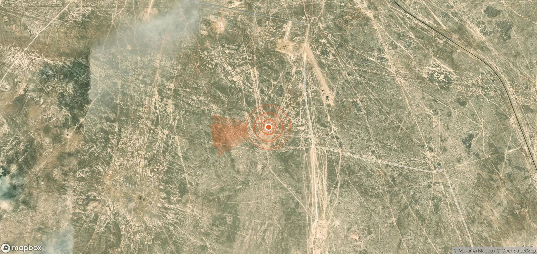 Mapa satelital de plumas de metano en Kazajistán