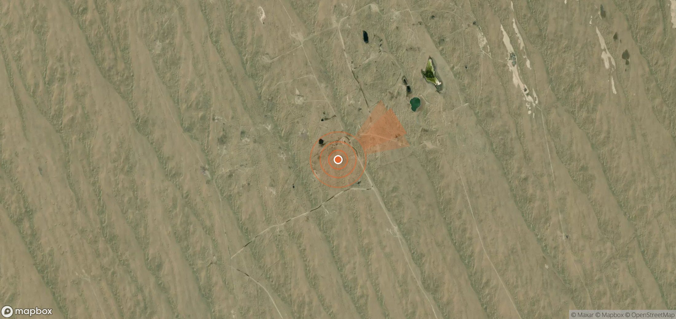 Mapa satelital de plumas de metano en Turkmenistán