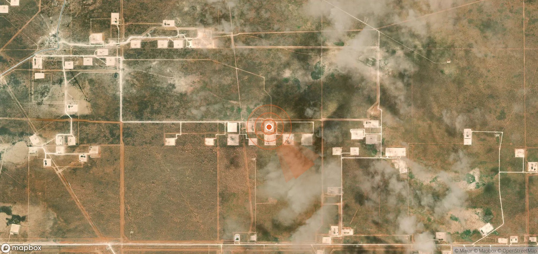 Satellite map of methane plume locations in United States