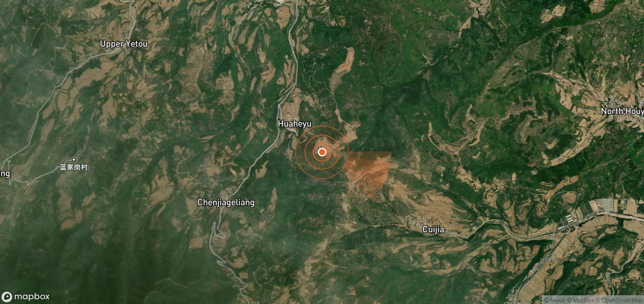Mapa satelital de plumas de metano en China