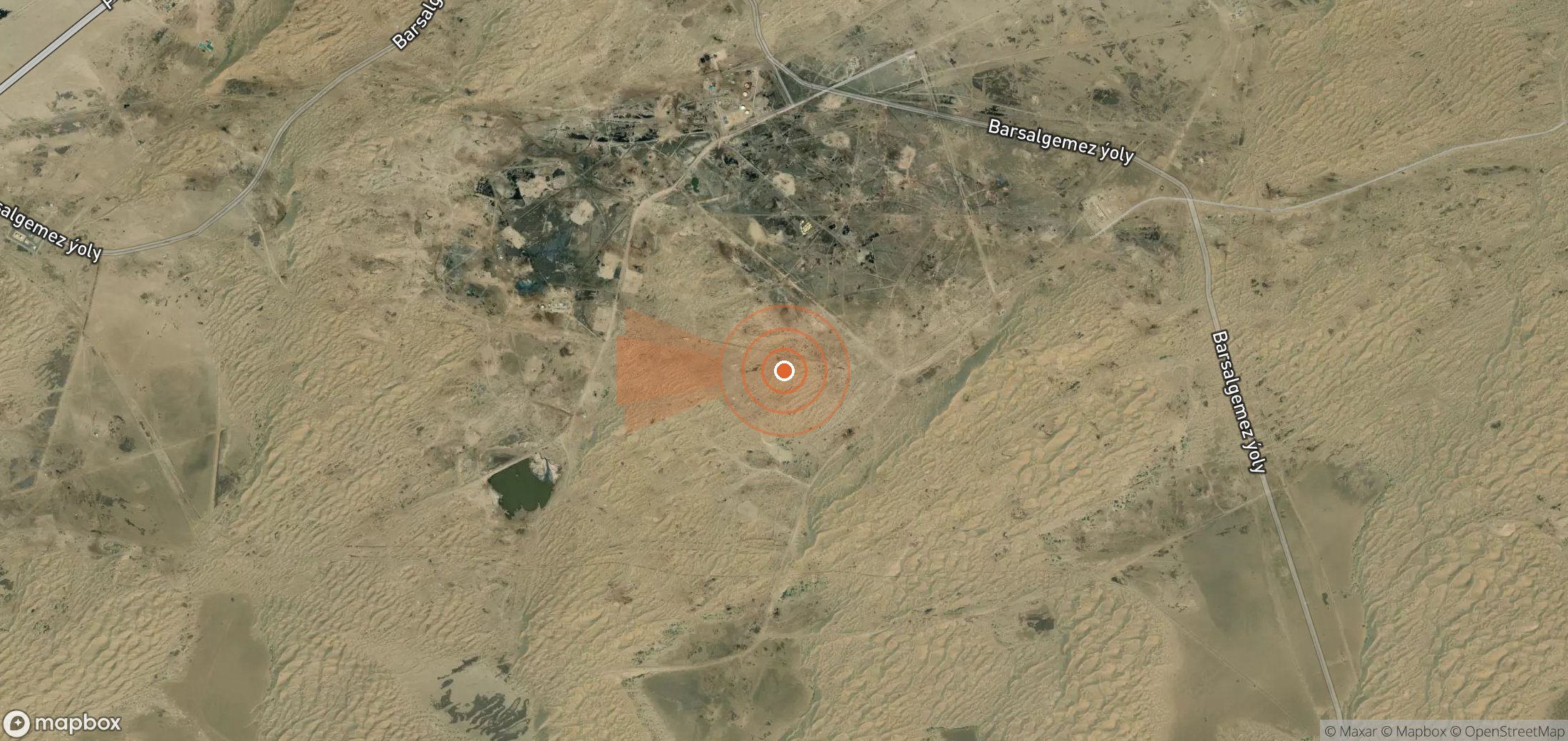 Mapa satelital de plumas de metano en Turkmenistán