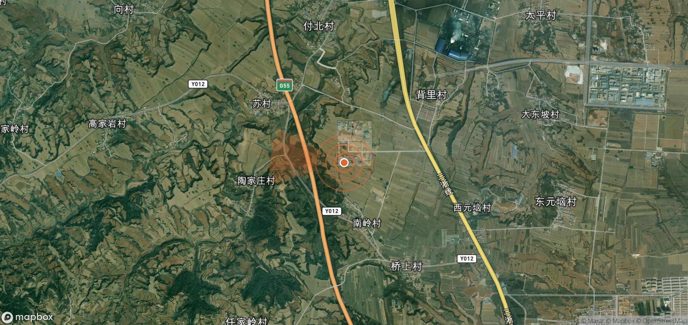 Satellite map of methane plume locations in China