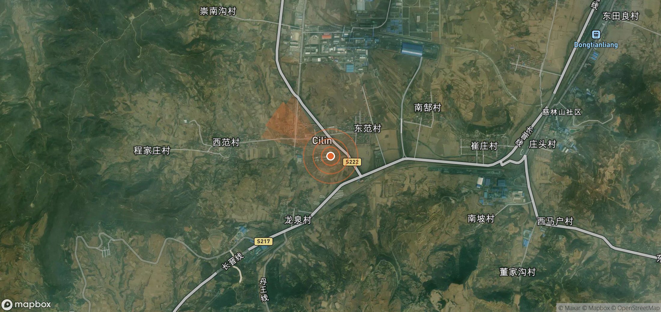 Satellite map of methane plume locations in China