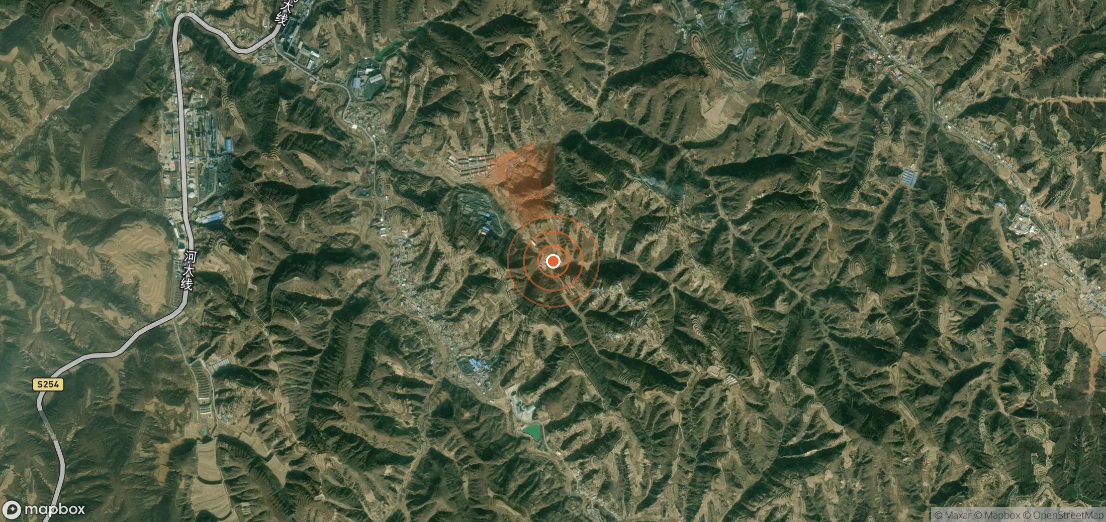 Satellite map of methane plume locations in China