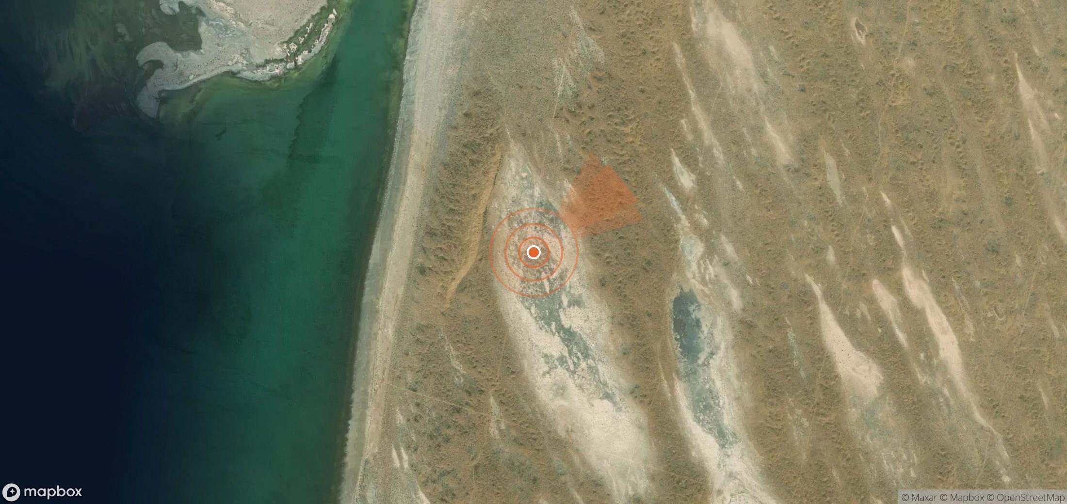 Satellite map of methane plume locations in Turkmenistan