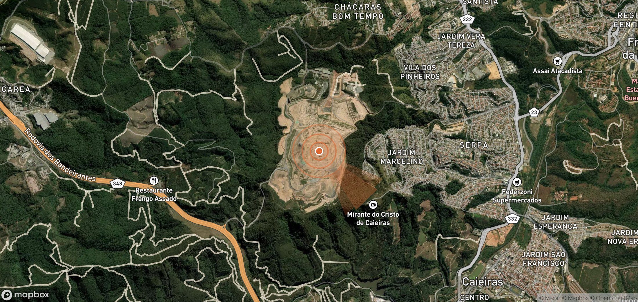 Satellite map of methane plume locations in Brazil