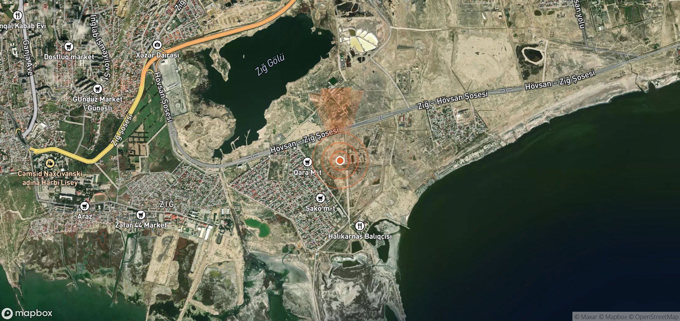 Satellite map of methane plume locations in Azerbaijan