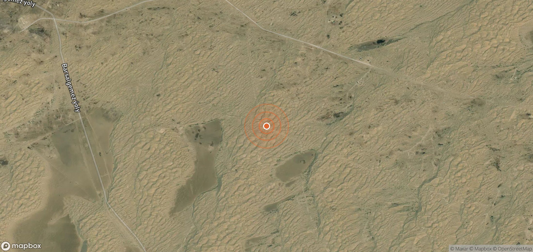 Satellite map of methane plume locations in Turkmenistan