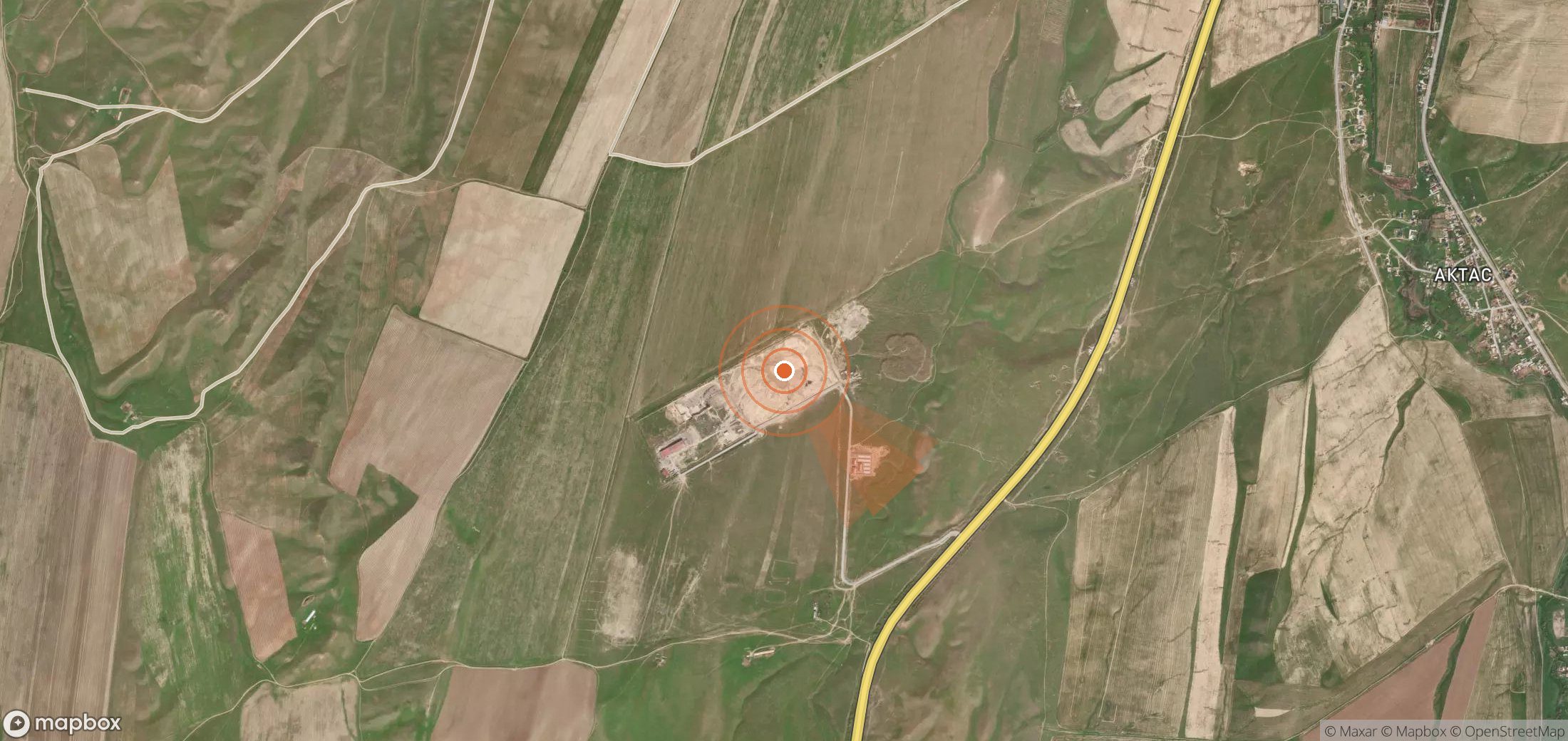 Mapa satelital de plumas de metano en Kazajistán