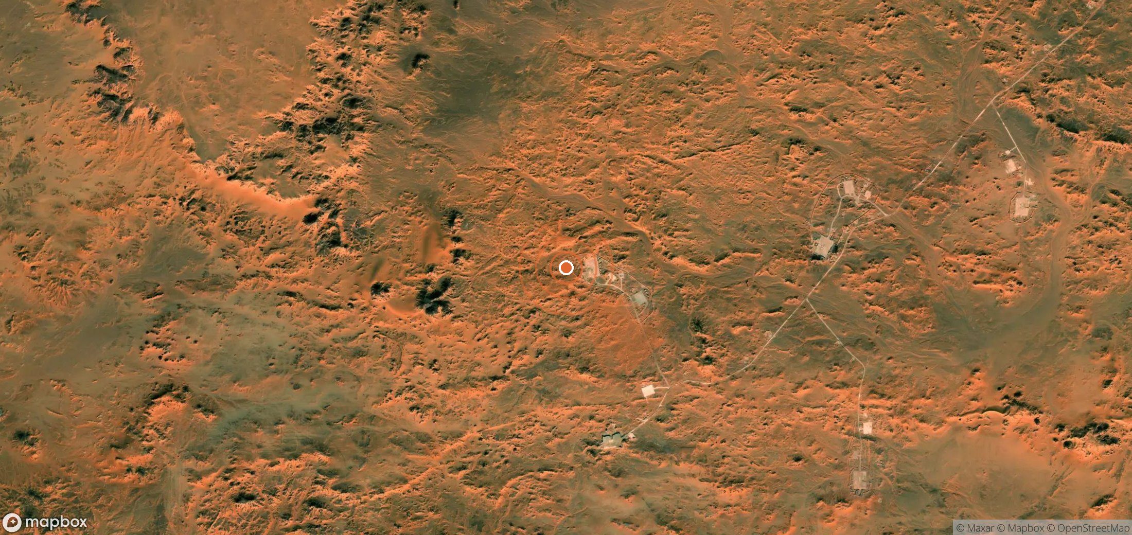 Satellite map of methane plume locations in Algeria