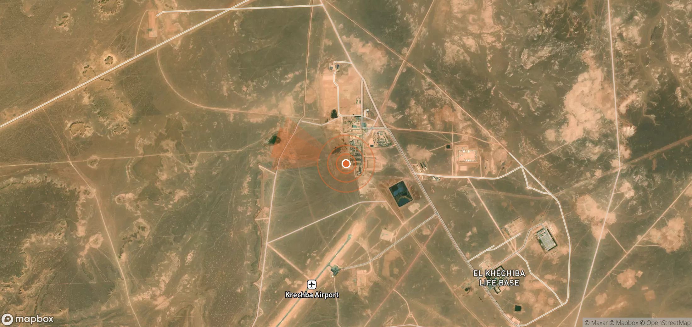 Satellite map of methane plume locations in Algeria
