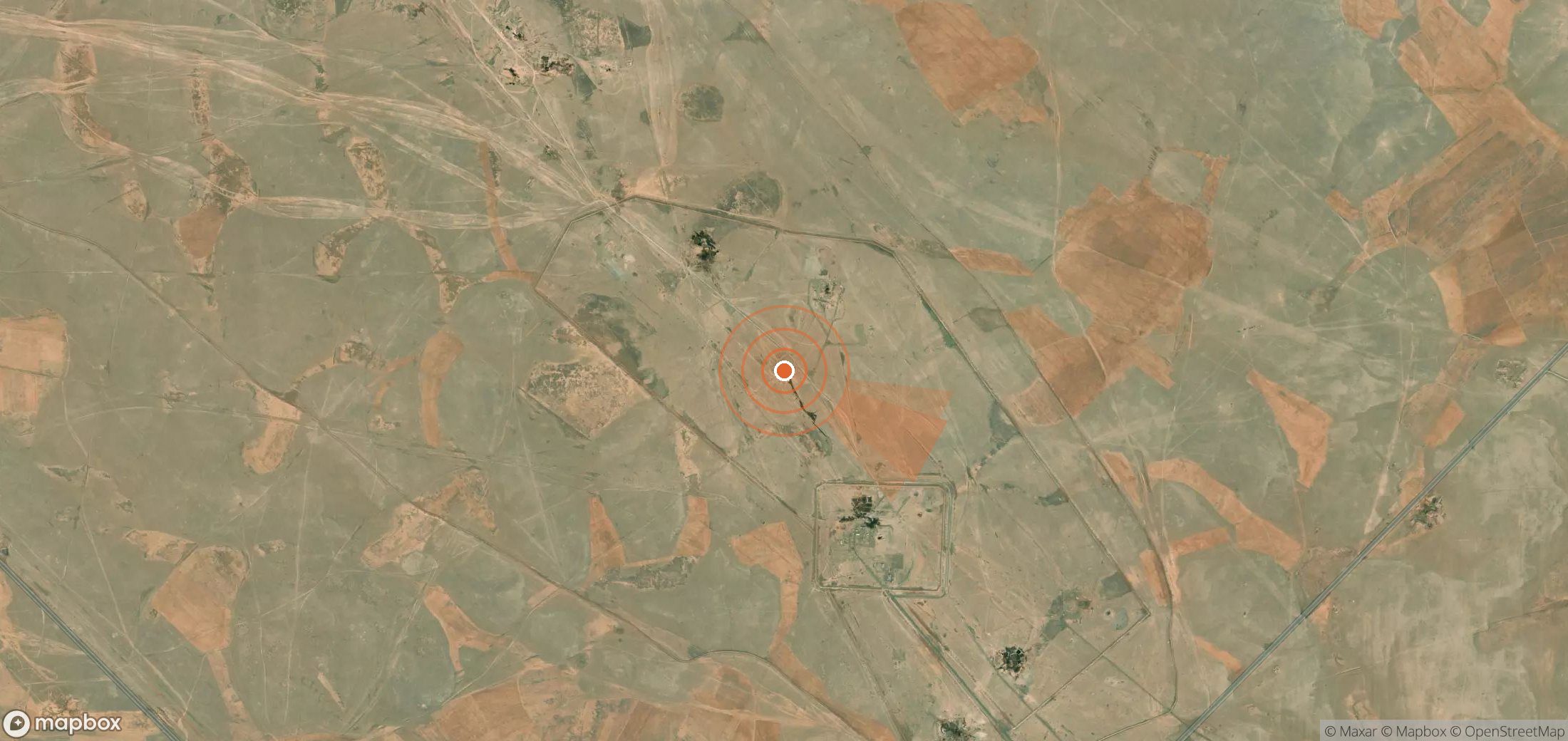 Satellite map of methane plume locations in Syria