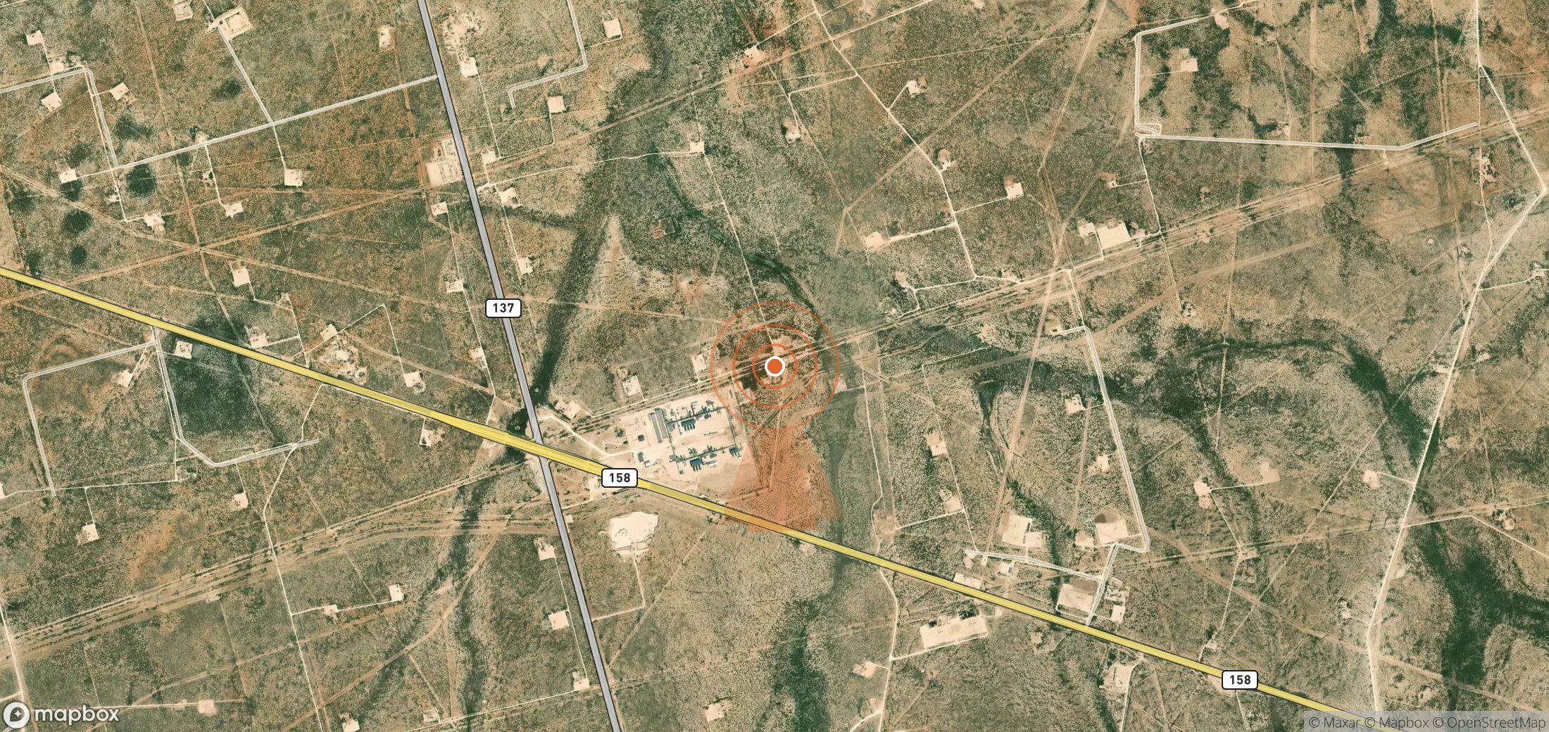 Satellite map of methane plume locations in United States