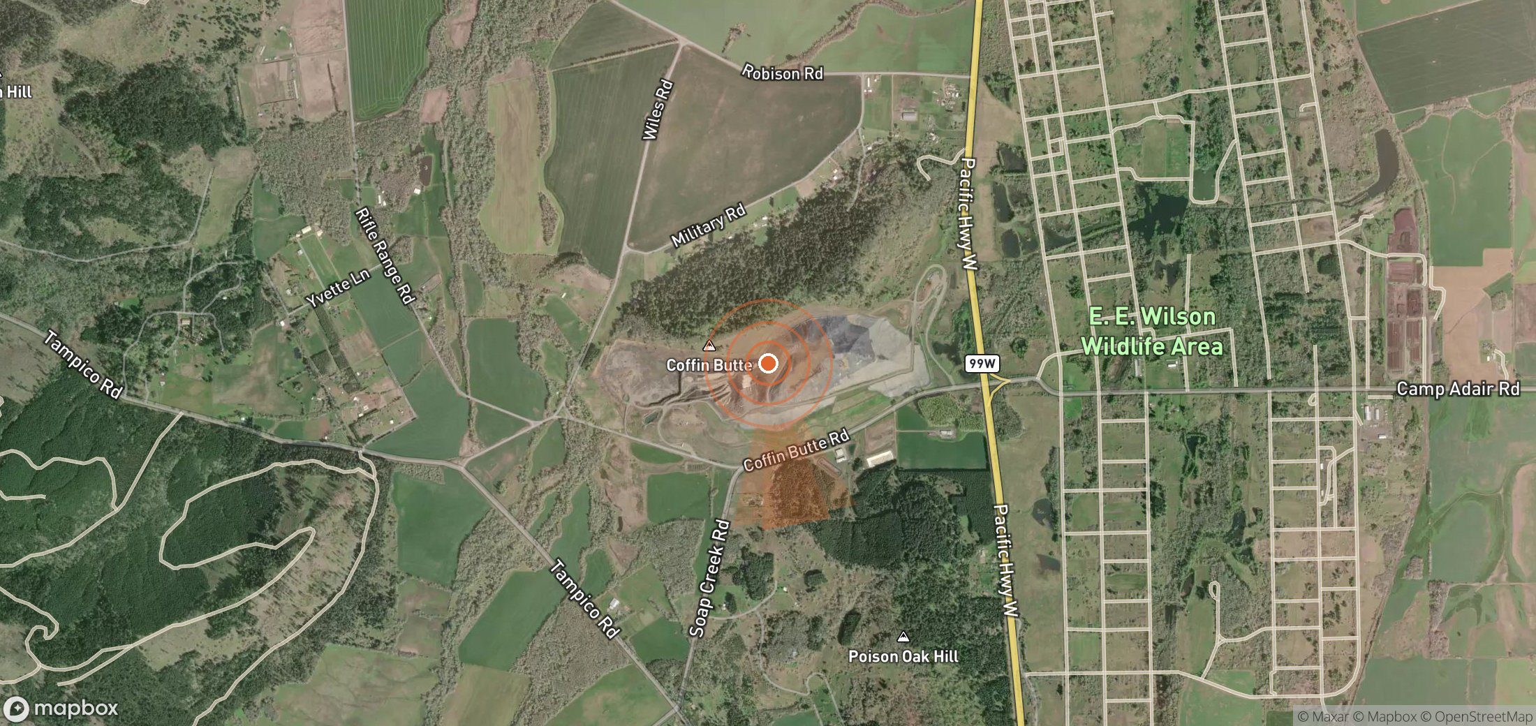 Satellite map of methane plume locations in United States