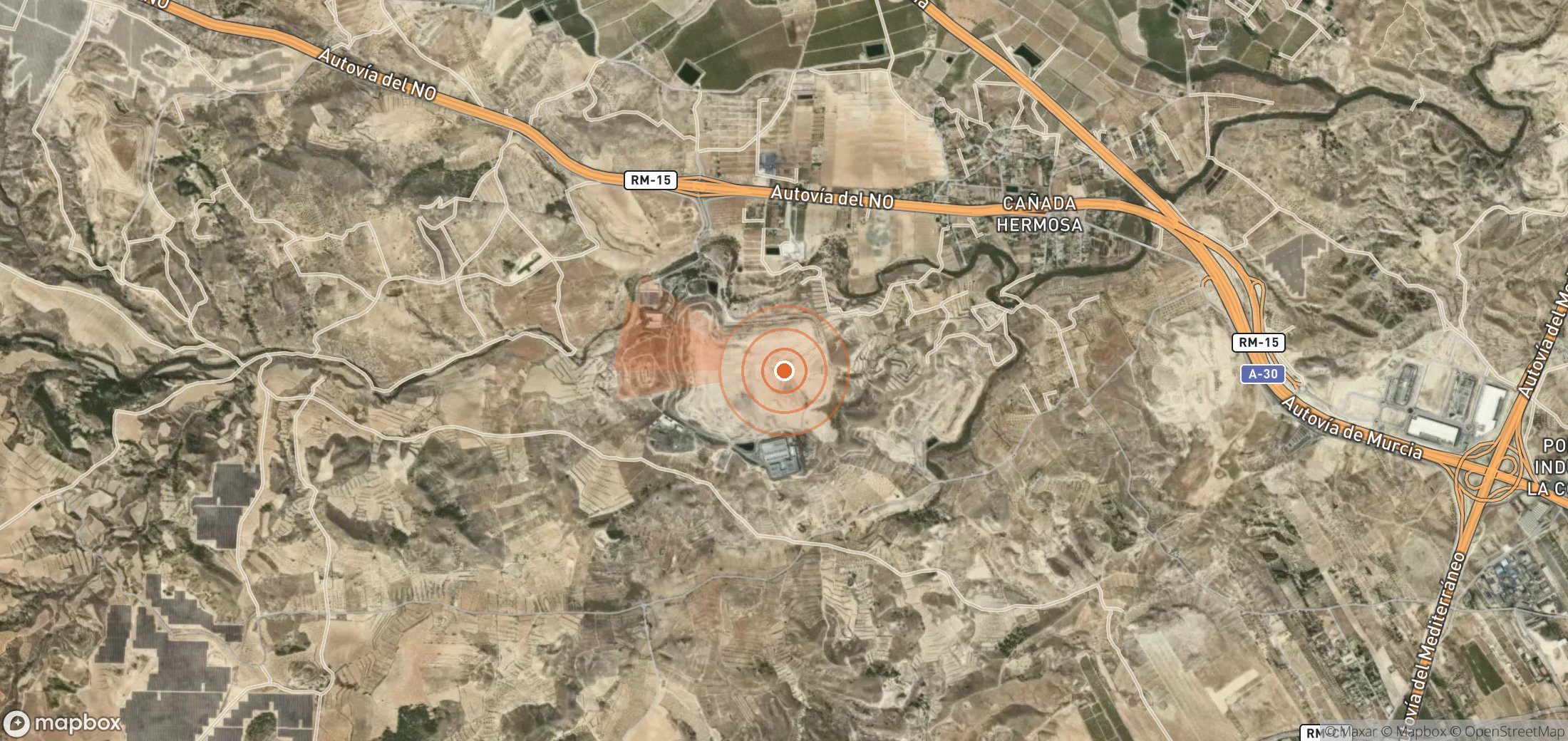Satellite map of methane plume locations in Spain