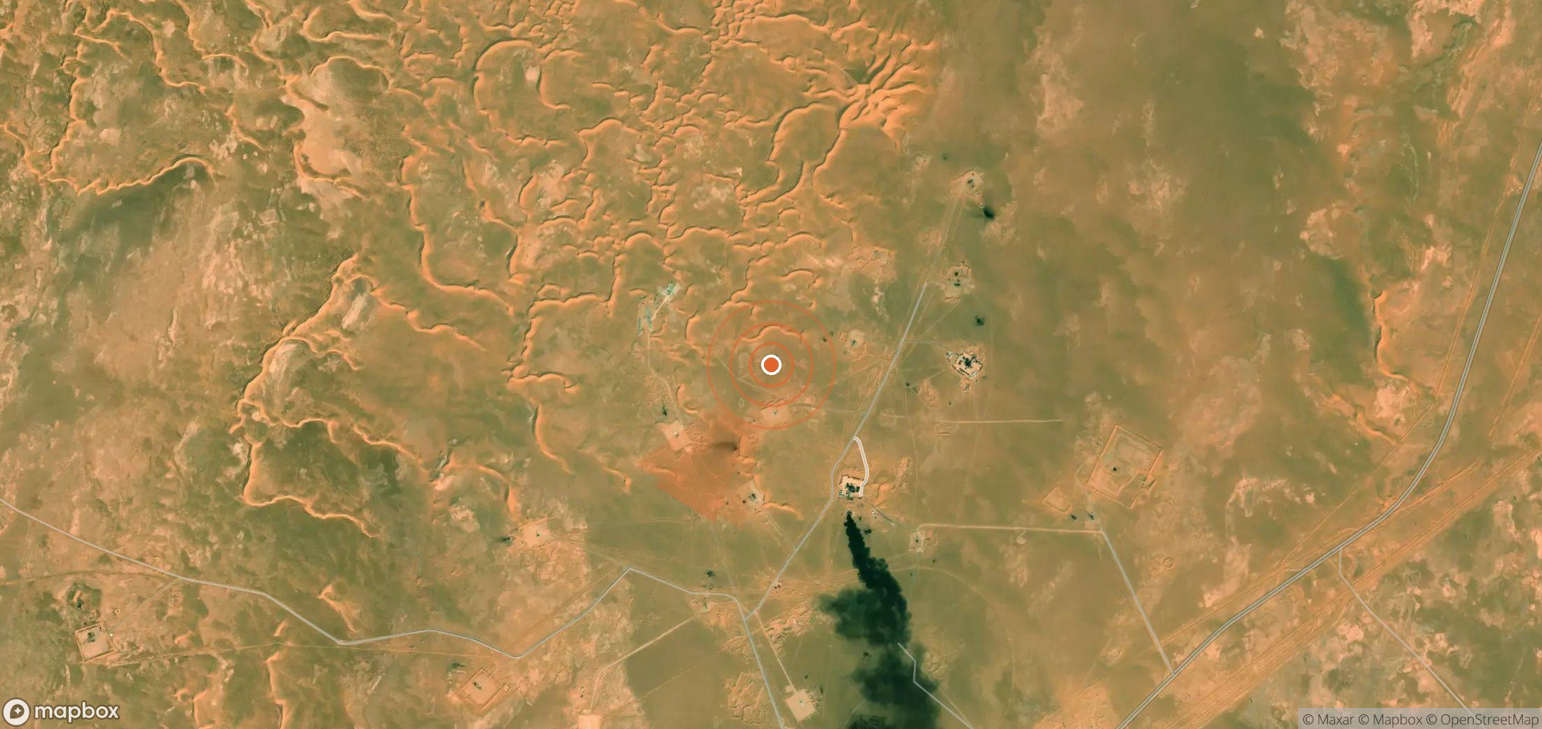 Satellite map of methane plume locations in Algeria