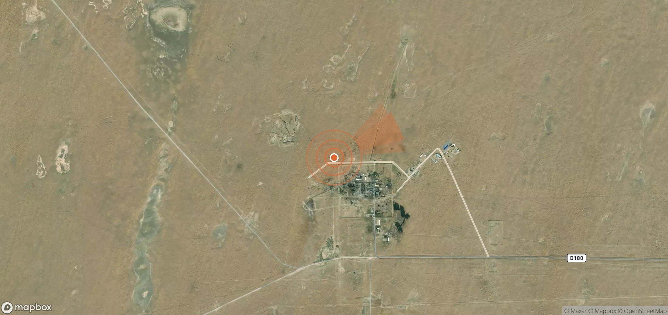 Mapa satelital de plumas de metano en Uzbekistán
