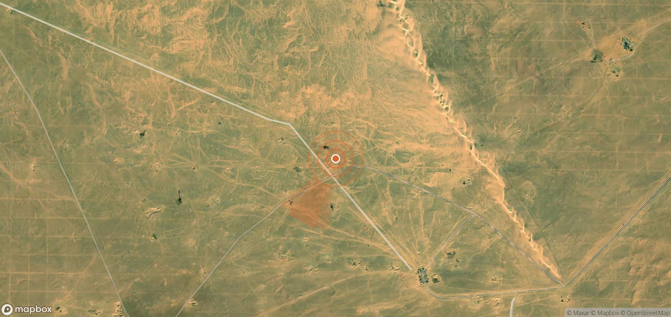 Satellite map of methane plume locations in Egypt