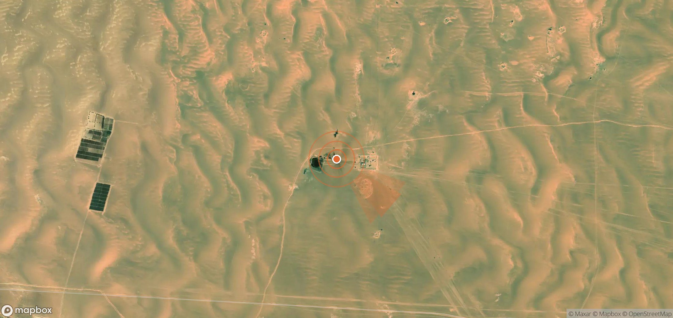 Satellite map of methane plume locations in Libya