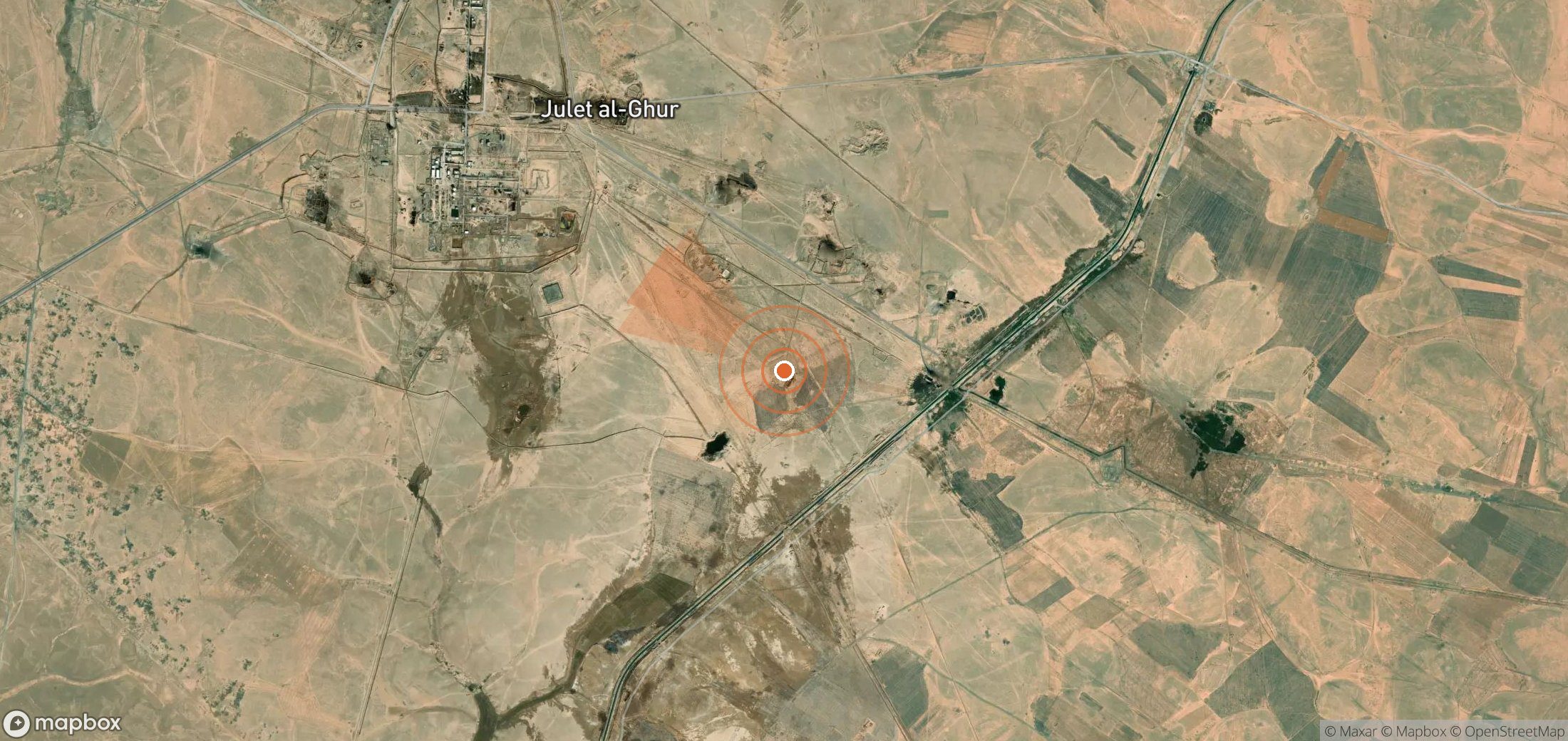 Satellite map of methane plume locations in Syria