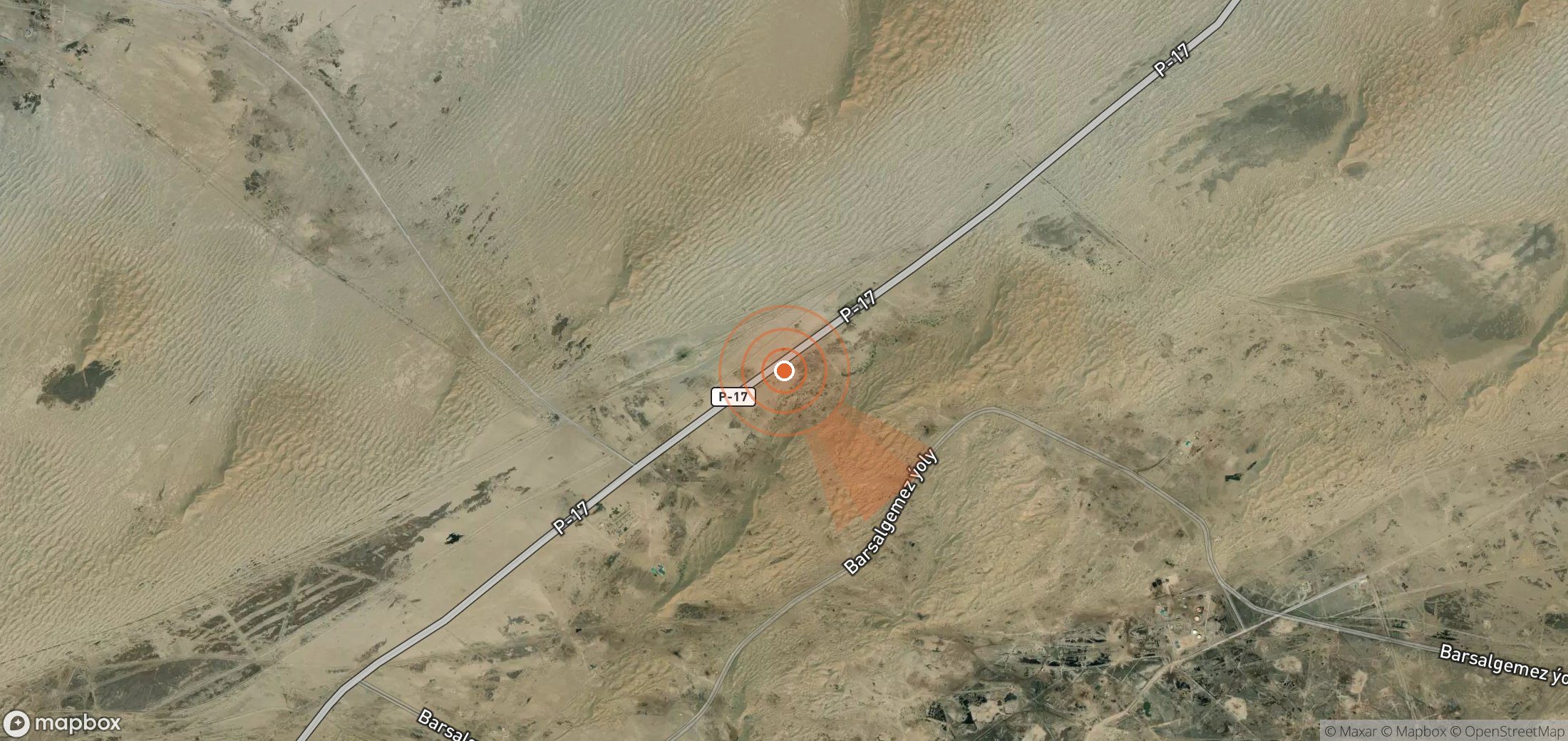 Mapa satelital de plumas de metano en Turkmenistán