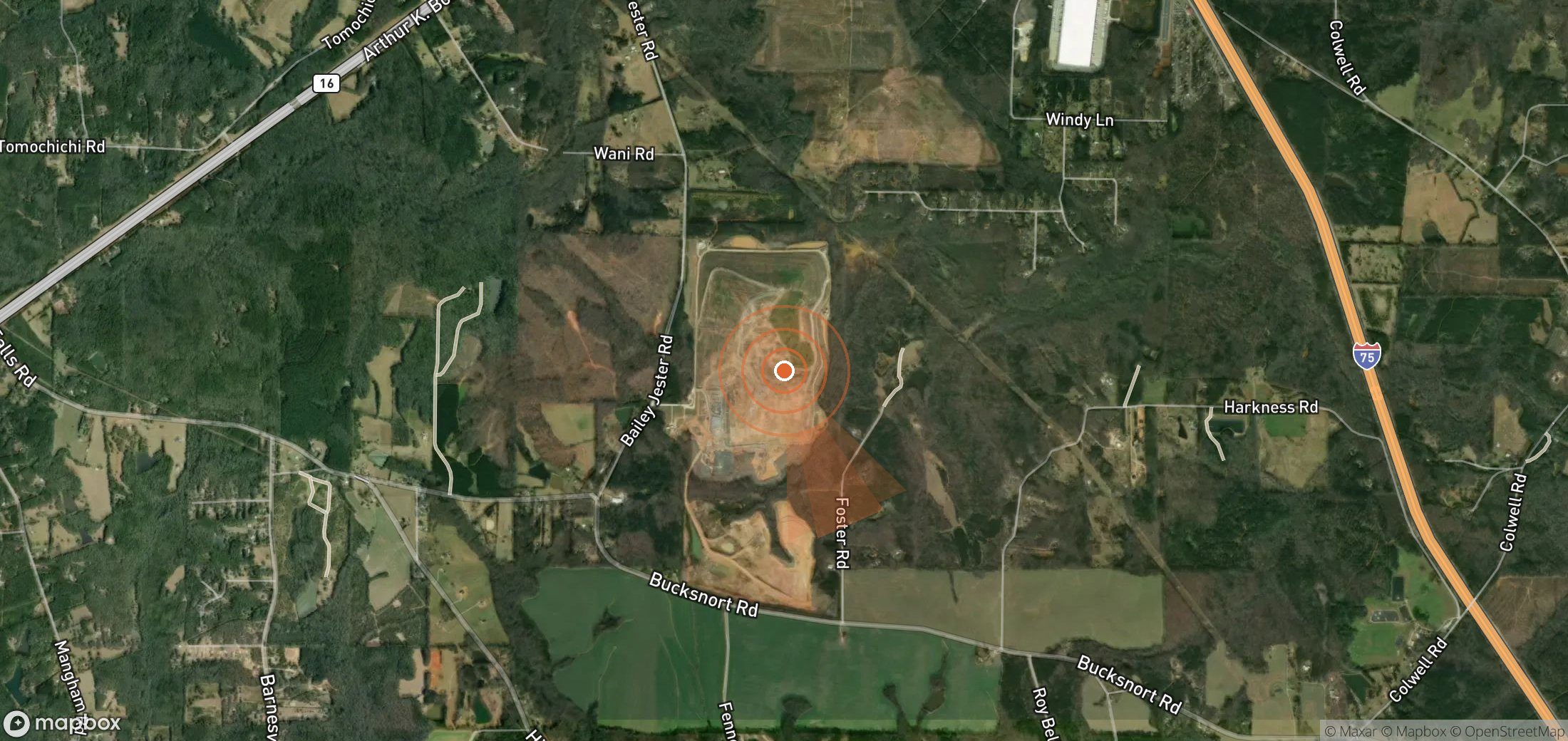 Satellite map of methane plume locations in United States