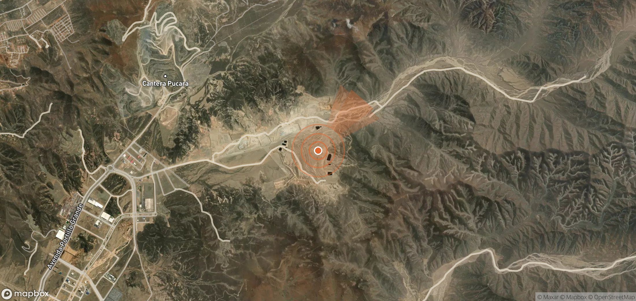Satellite map of methane plume locations in Peru