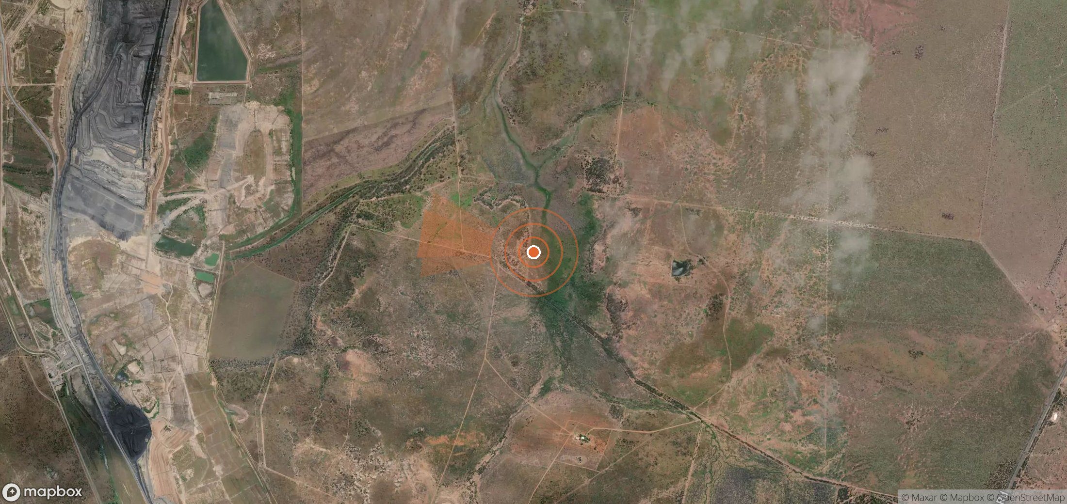 Satellite map of methane plume locations in Australia