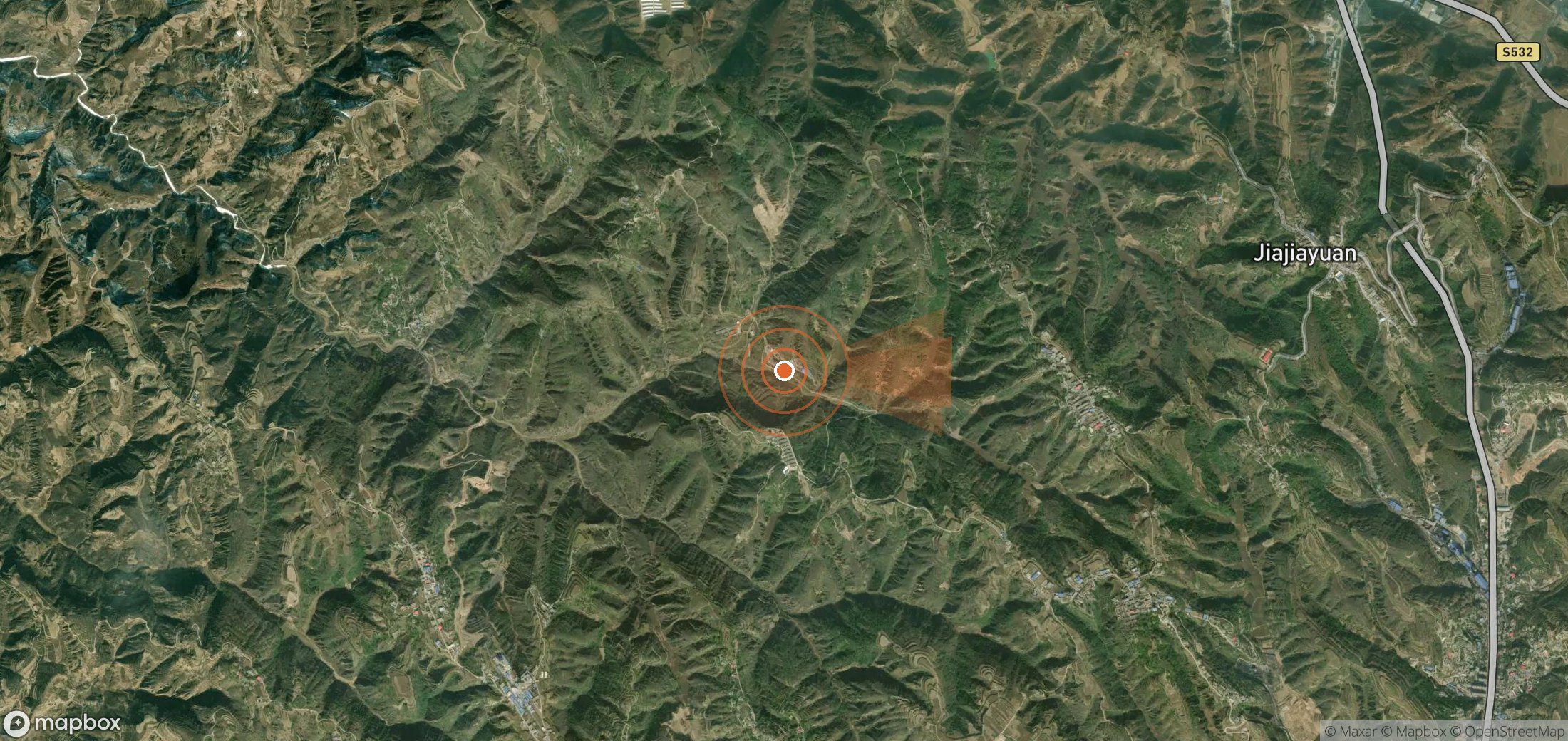 Mapa satelital de plumas de metano en China