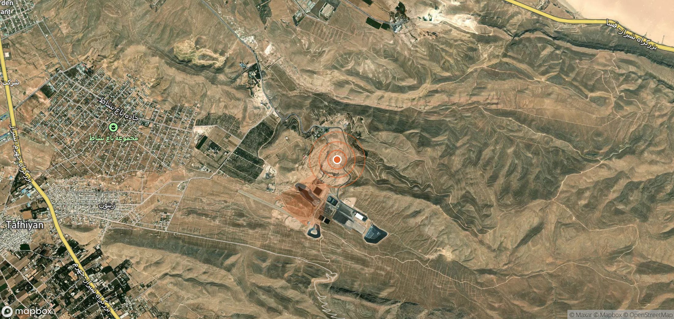 Mapa satelital de plumas de metano en Irán