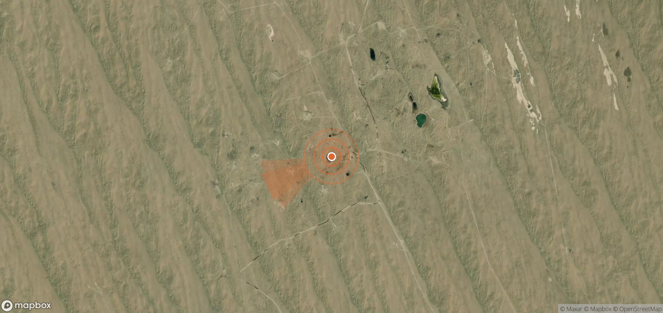 Satellite map of methane plume locations in Turkmenistan