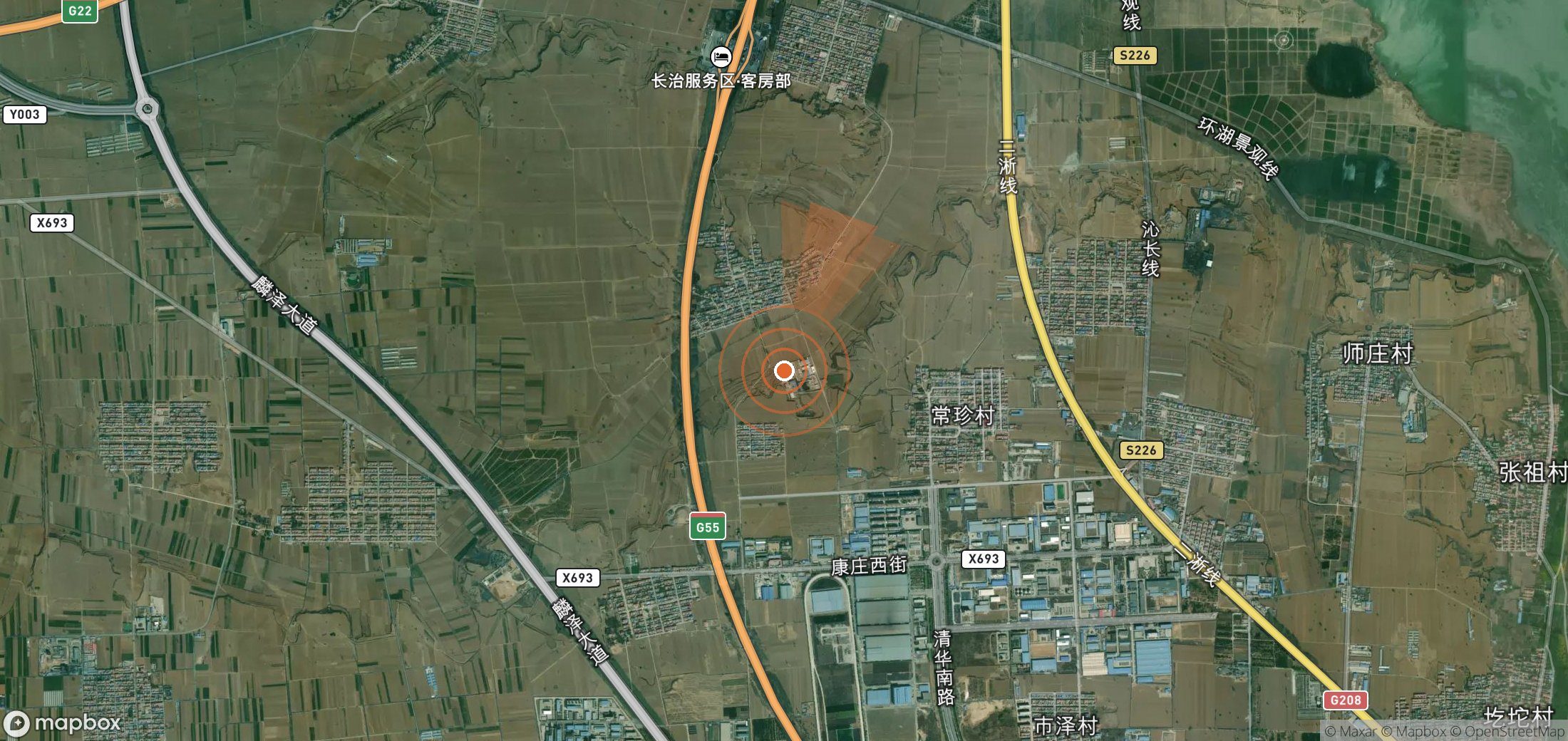 Satellite map of methane plume locations in China