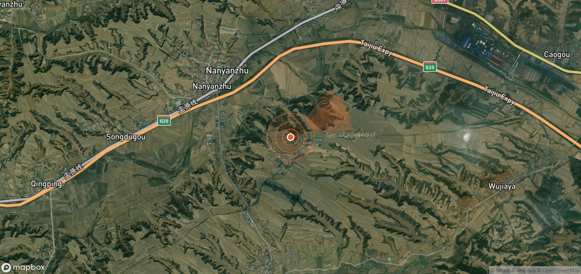 Satellite map of methane plume locations in China