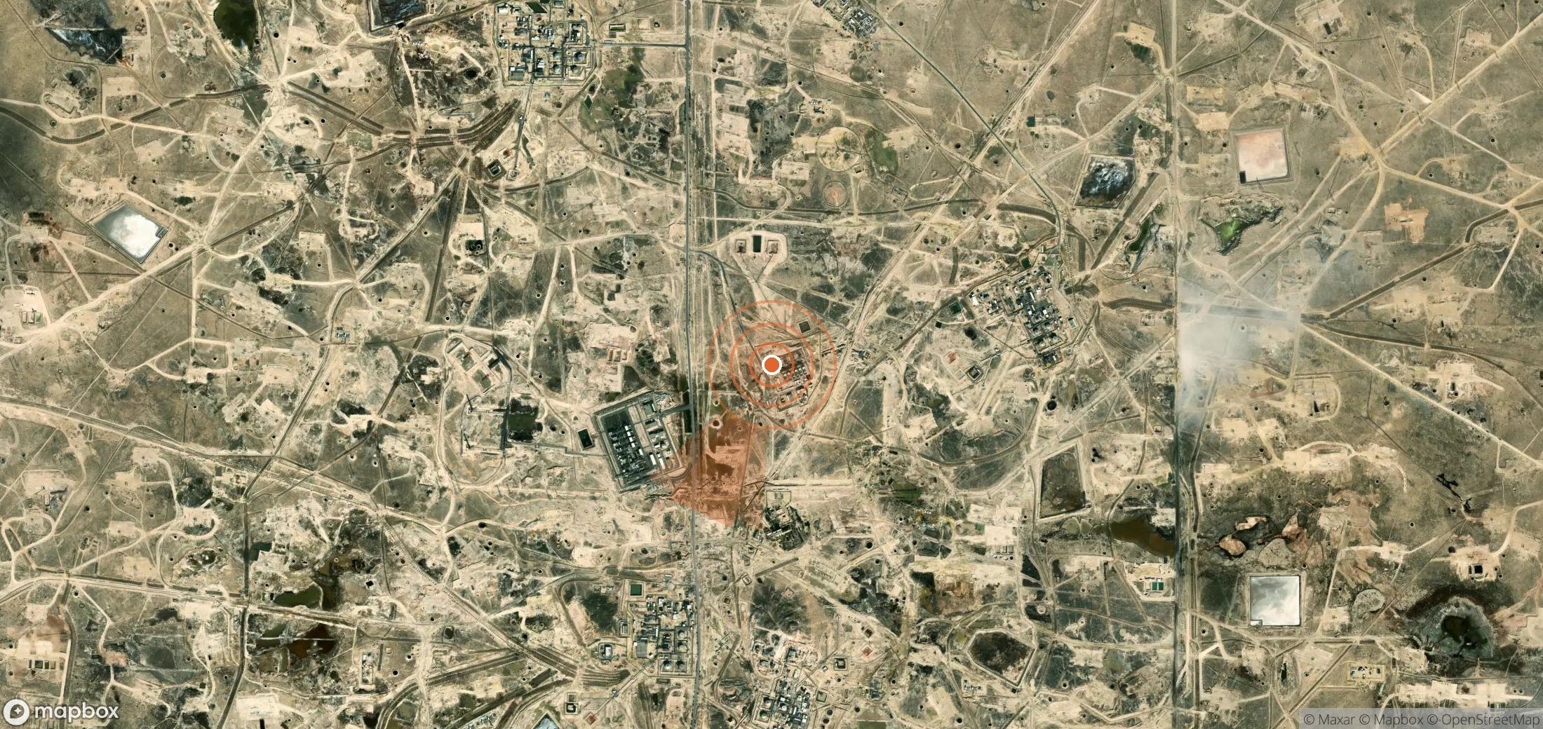 Satellite map of methane plume locations in Kuwait