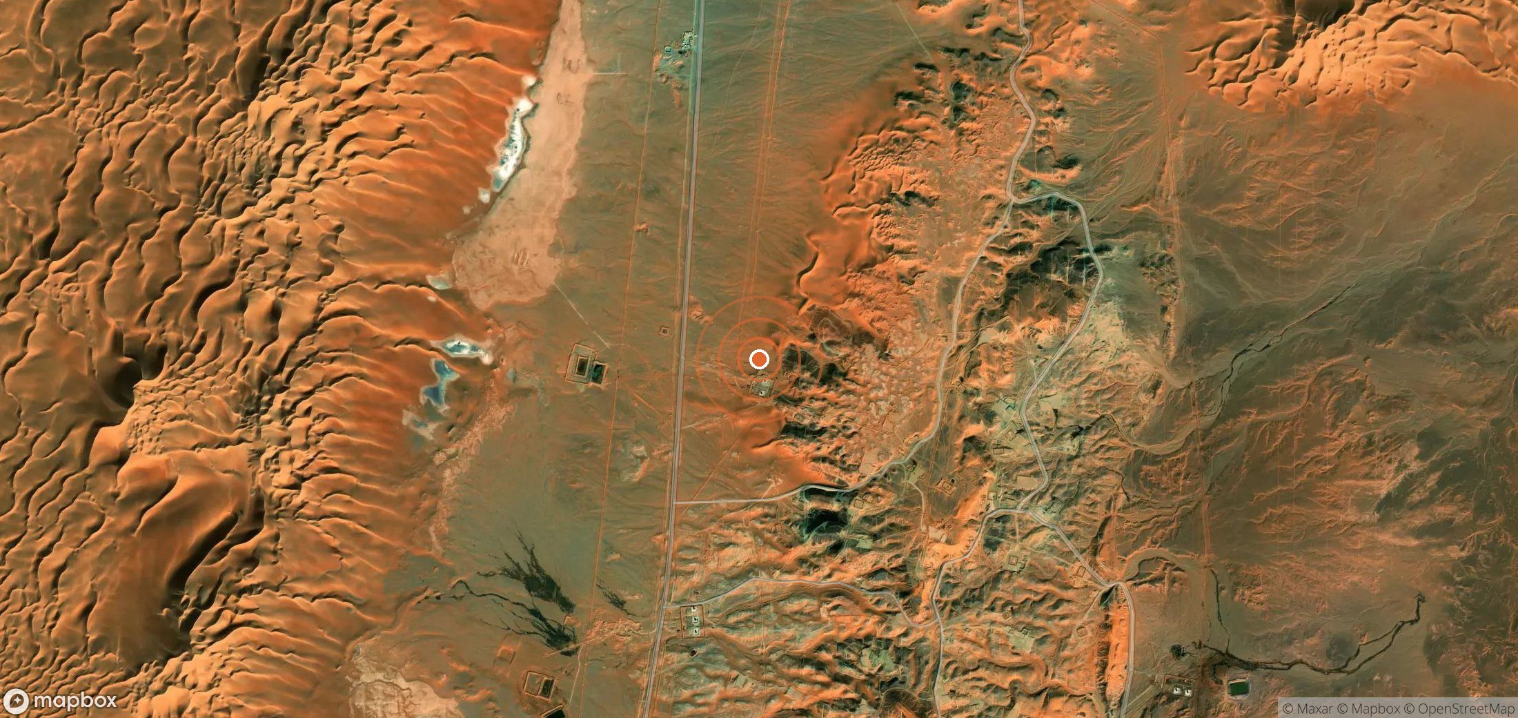 Satellite map of methane plume locations in Algeria