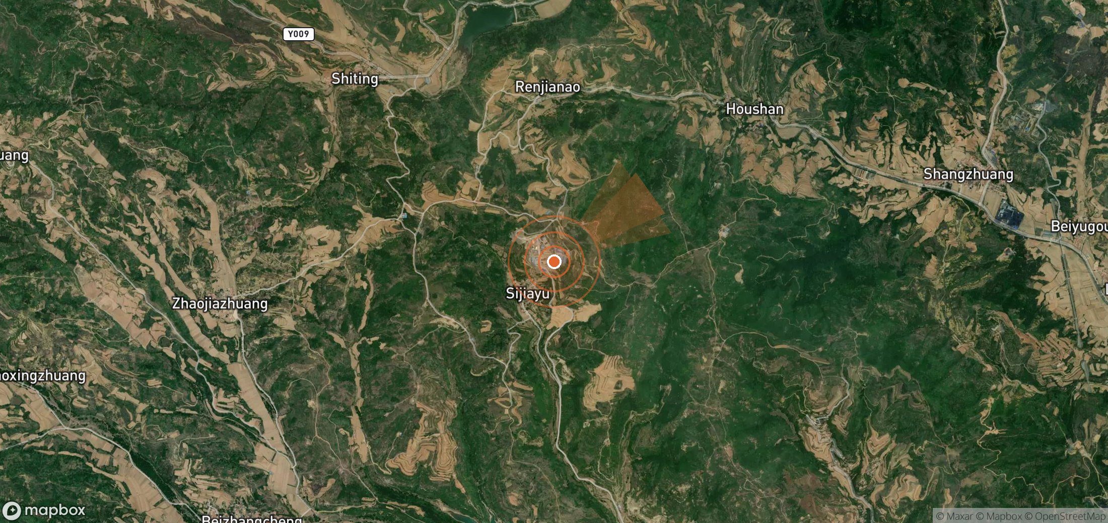Mapa satelital de plumas de metano en China